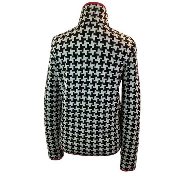 Juliana Collezione Womens Medium Houndstooth Wool Full Zip Cardigan Jacket Black - Picture 6 of 10